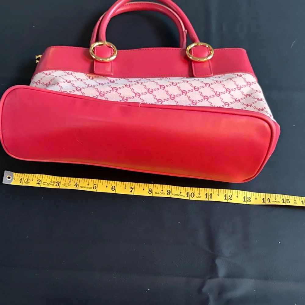 Etienne Aigner Red Logo Satchel Handbag & Matching Wallet Set Y2K